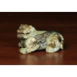 An 18th Century Chinese Jade Carving of Qilin; the one-horned mythical beast , 51mm high,