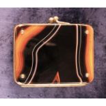 An Agate Purse with leather lining and rectangular side panels, 2½" x 3¼" (6 cm x 8 cm).