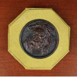 A Renaissance Carved Boxwood Roundel Plaque depicting a bearded nobleman,