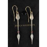 A Pair of Jessica McCormack Diamond & Ruby Earrings designed as arrows,