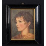 A Small Oil on Board: Portrait of a young lady,