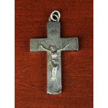 An Early 19th Century French Silver Reliquary Crucifix engraved with a cockerel & wriggle-work