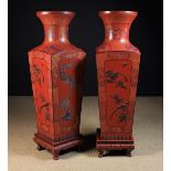 A Pair of Large 20th Century Lacquered Chinoiserie Papier-mâché Hall Vases.