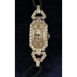 A Lady's Diamond Art Deco Wrist Watch, the inner case marked P6 24 91912 Swiss made,