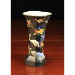 A Wiltshaw & Robinson Carlton Ware 'Cloisonné' Vase of flared square canted form decorated with a