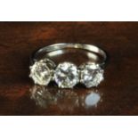A Vintage Three Stone Diamond & Platinum Ring.