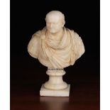 An Italian Carved Alabaster Bust of The Emperor Vespasian, Circa 1780,