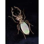 A Fabulous 14 Carat Gold Stag Beetle Brooch by J. V.