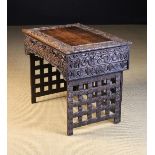 A Late 19th/Early 20th Century Chinese Carved Hardwood Folding Desk.