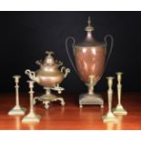 A Regency Copper Samovar of Neo-Classical urn shape with a pierced ventilated finial to the top,