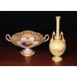 Two Pieces of Royal Worcester: A Late 19th Century Vase decorated by Edward Raby,