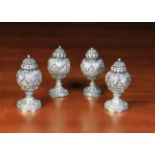 A Set of Four 19th Century Indian Silver Condiment Pots (A/F).