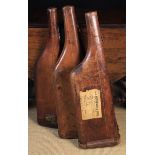 Three Vintage Leather 'Leg of Mutton' Gun Cases; one with paper label; Woodward & Sons,
