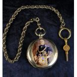 A Rare 19th Century Half Hunter Pocket Watch in a Silver Case mounted with an enamelled portrait