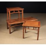 A 20th Century Chinese Carved Hardwood Coffee Table and a Pair of Matching Lamp/ Side Tables