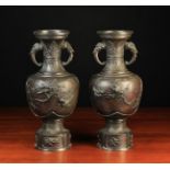 A Pair of Late 19th Century Japanese Bronze Vases.