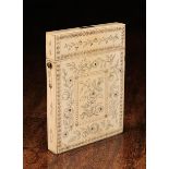 A Victorian Ivory Card Case embellished with piqué work sprays of flowers and foliage framed by a