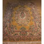 A Large Chinese Yellow Ground Carpet 140 in x 100 in (355 cm x 255 cm).