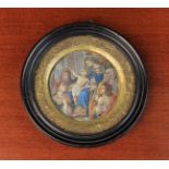 A 16th/17th Century Miniature Roundel with a finely painted depiction of The Holy Family,