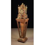 A Large & Highly Decorative Late 19th Century Gilt Mounted Oak Clock raised on a pedestal display