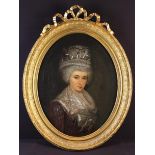 A Pair of 18th Century Oval Portrait Paintings: Oils on Canvas depicting head & shoulders of an