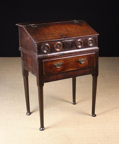 A Georgian Boarded Oak Desk Box of Stand on fine colour and patination.