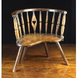 A Small Late 19th Century Child's Fruitwood Comb-back Armchair.