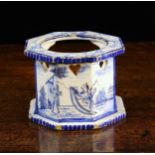 A 19th Century Blue & White Delft Teapot Warmer/Stand of octagonal form.
