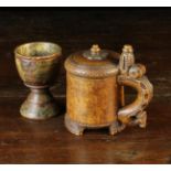 An Antique Miniature Scandinavian Turned Birch Peg Tankard,