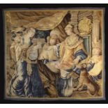 A 17th Century Tapestry Fragment depicting a classical scene with figures,