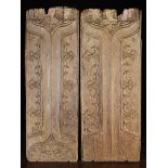 A Similar Pair of Late 15th/Early 16th Century Carved Dry Oak Parchemin Panels embellished with