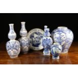 A Group of Blue & White Delft Pottery: A large ovoid jar with chinoiserie style decoration,