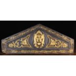 A Early 19th Century Ebonised Pediment Panel with Carved & Gilded Ornamentation.