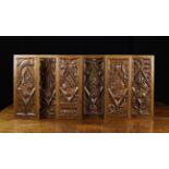 A Fine Set of Six Oak Romayne Panels, Circa 1530,