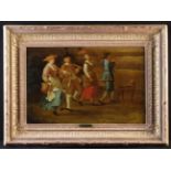 An 18th Century Oil on Canvas laid onto panel: A charming country scene depicting four figures;