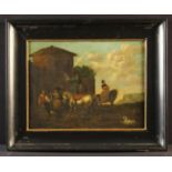 A Late 18th/Early 19th Century Oil on Canvas: A small gathering of figures,