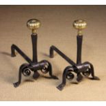 A Pair of Italian Late 16th/Early 17th Century Wrought Iron Andirons.