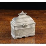 An 18th Century Pewter Travelling Holy Water/Oil Casket of rectangular form with a moulded hinged