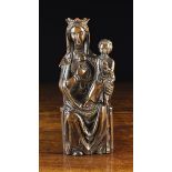 A 19th Century Oak Carving of Enthroned Virgin & Child, in the early 16th century style,