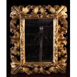 A Small Late 17th/Early 18th Century Florentine Giltwood Frame with later mirror.