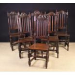 Six Late 17th/Early 18th Century Side Chairs with pierced & carved domed cresting rails above