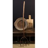 A Rustic Treen Pitch-fork, Sieve & Comb.