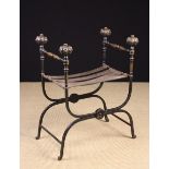 A Fine 16th Century Italian Wrought Iron & Bronze Mounted Faldistorio.