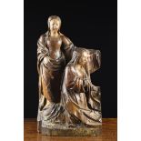 A 16th Century Oak Fragment Carving of Lamentation Group with Mary Magdalene & Mary; wife of Clopas,
