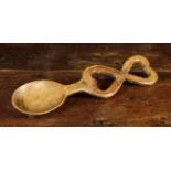 A Charming Welsh Carved Sycamore Loving Spoon.
