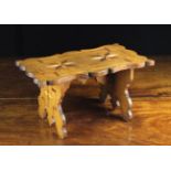 A Small & Decorative Welsh Boarded Oak Stool with parquetry inlay.