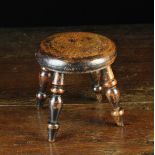 A Fine Late 19th Century Turned Ash Nursery Stool with circular seat of baluster turned legs,