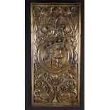 A Large Early 16th Century French Romayne Panel carved with a profiled head of a king in a turned