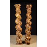 A Pair of 18th Century Carved Solomonic Columns, possibly Spanish.