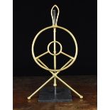 An Early 19th Century Folding Brass Campaign Trivet with circular top and triform base,